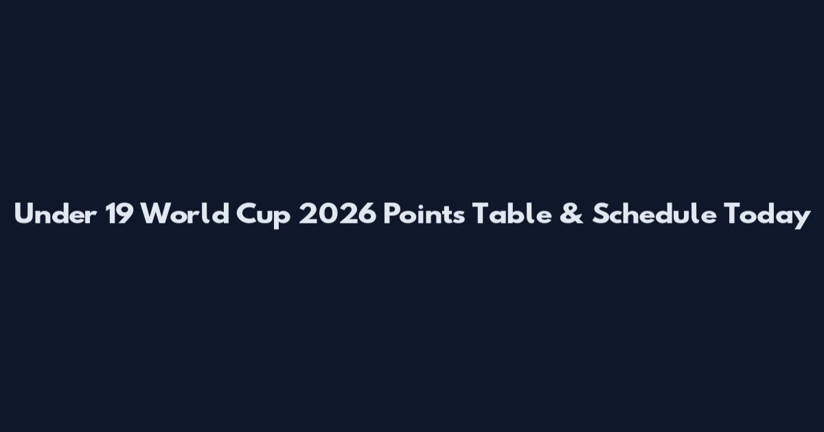 Under 19 World Cup 2026 Points Table & Schedule Today