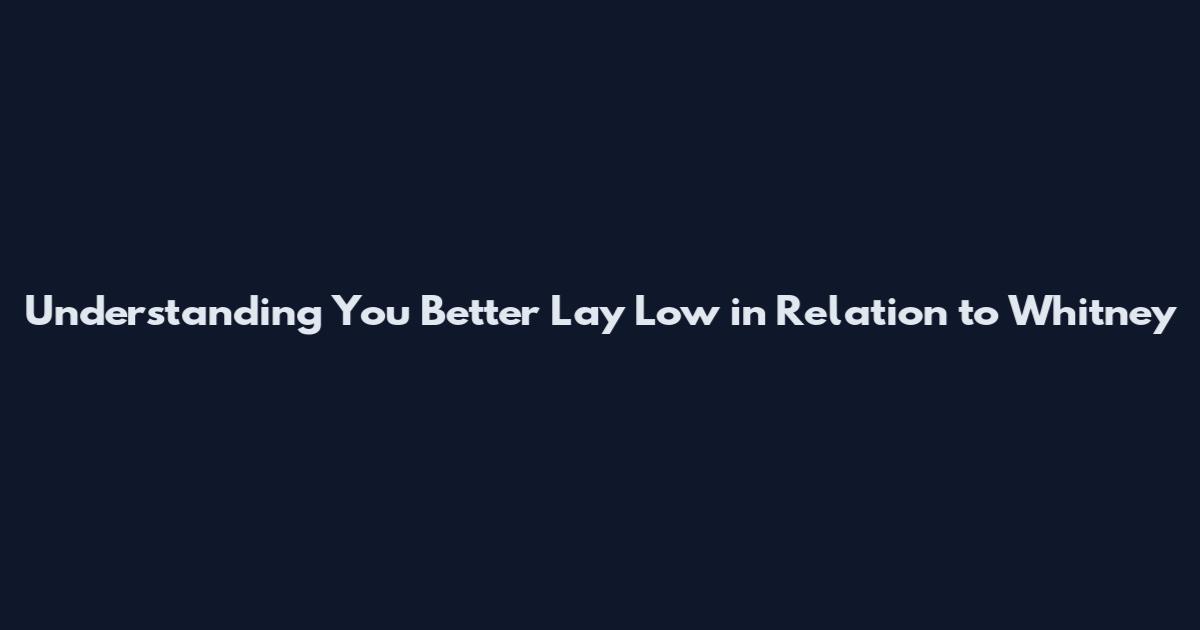 Understanding 'You Better Lay Low' in Relation to Whitney