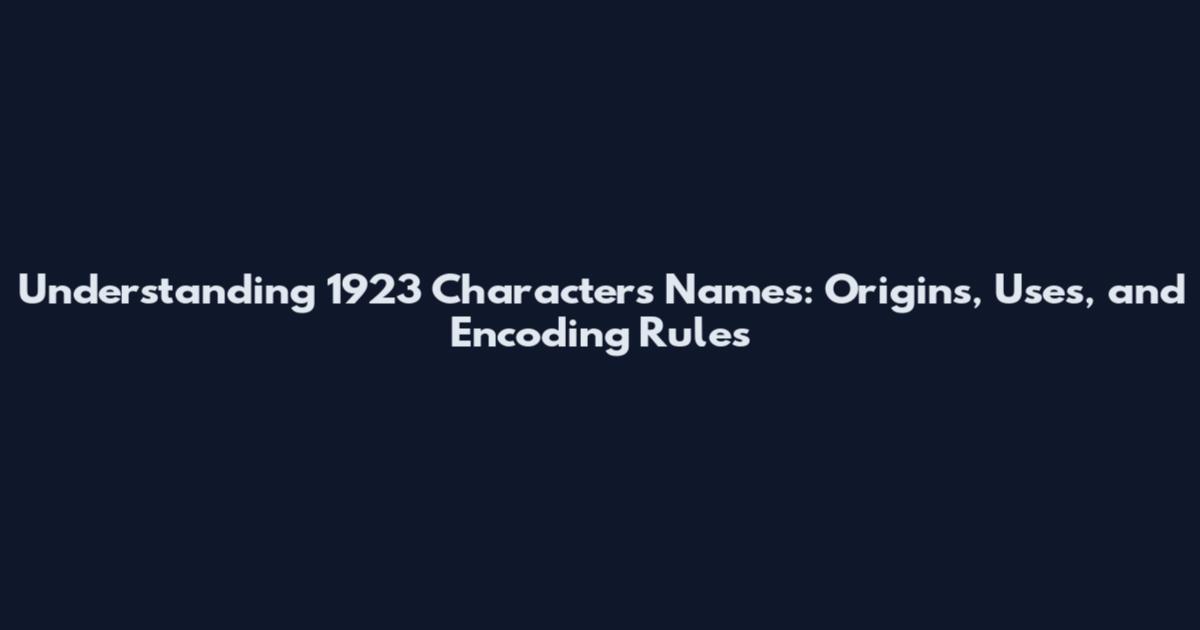 Understanding 1923 Characters Names: Origins, Uses, and Encoding Rules