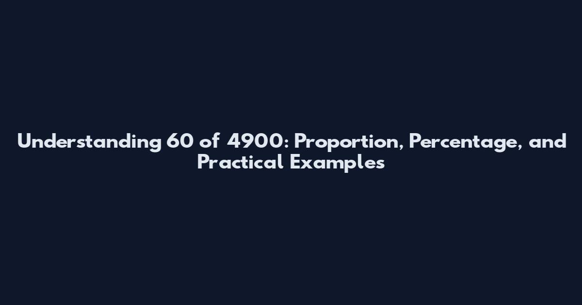 Understanding 60 of 4900: Proportion, Percentage, and Practical Examples