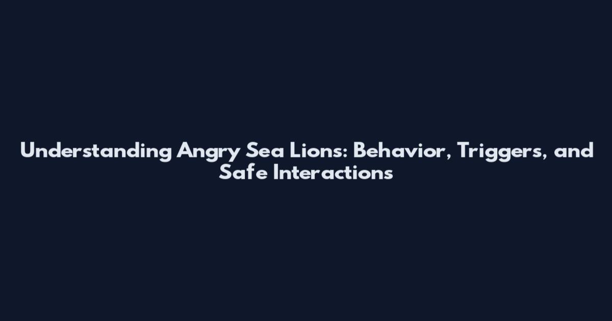 Understanding Angry Sea Lions: Behavior, Triggers, and Safe Interactions