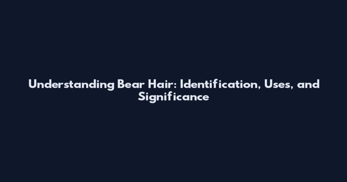 Understanding Bear Hair: Identification, Uses, and Significance