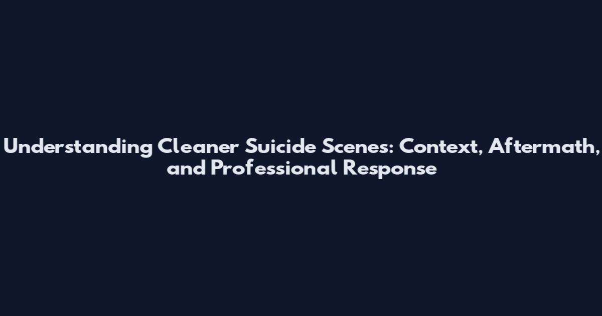 Understanding Cleaner Suicide Scenes: Context, Aftermath, and Professional Response
