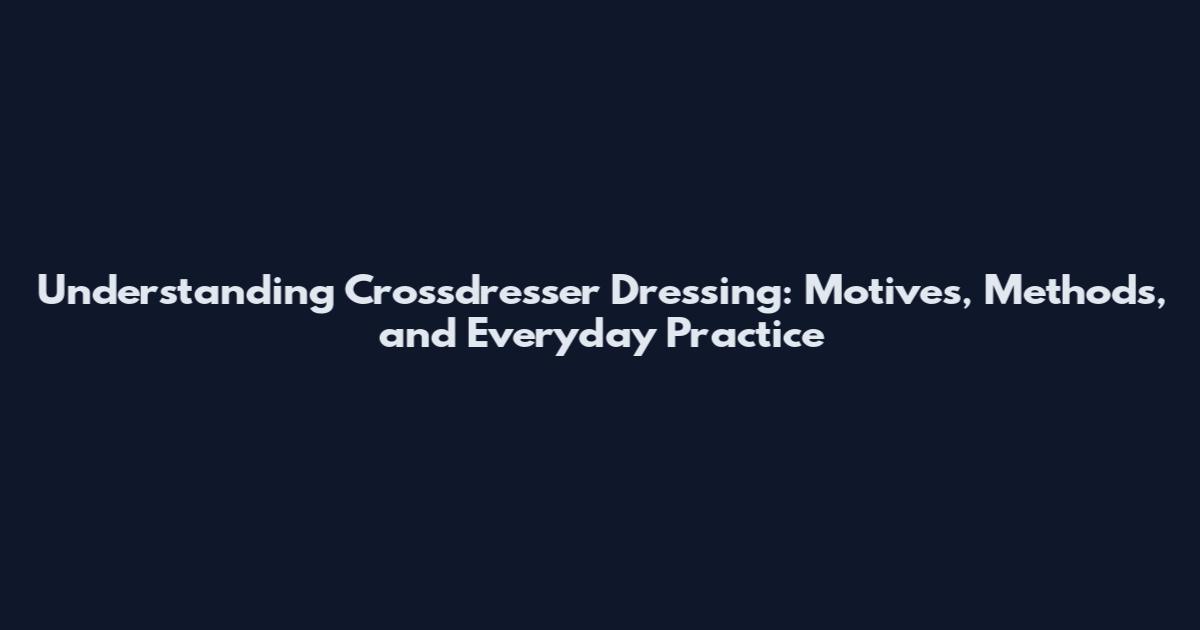 Understanding Crossdresser Dressing: Motives, Methods, and Everyday Practice