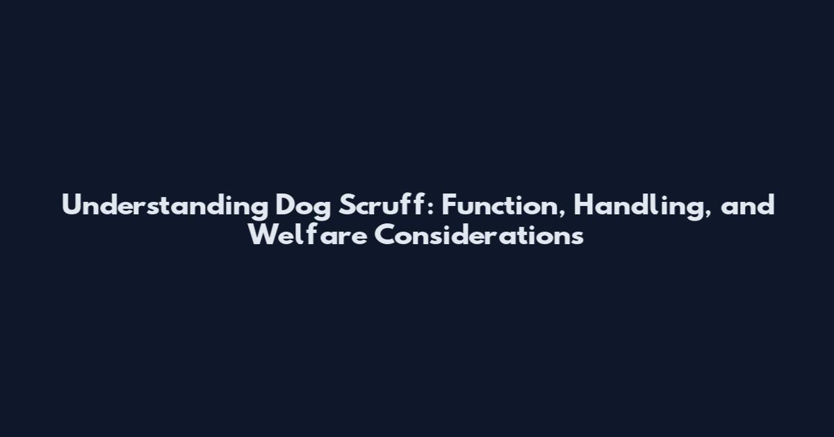 Understanding Dog Scruff: Function, Handling, and Welfare Considerations