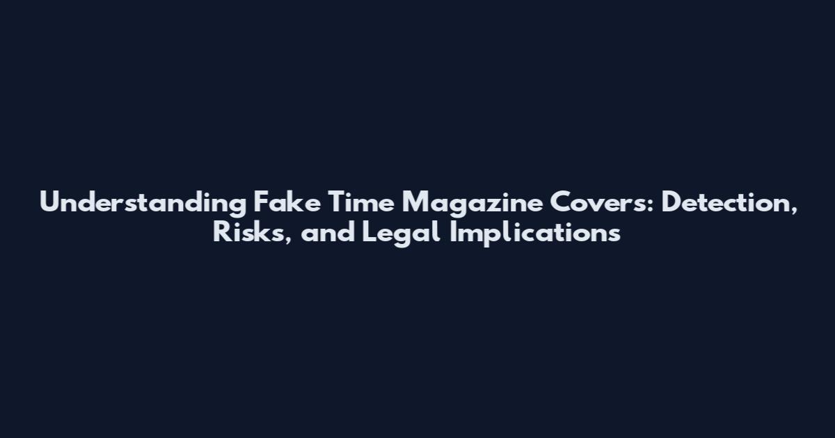 Understanding Fake Time Magazine Covers: Detection, Risks, and Legal Implications