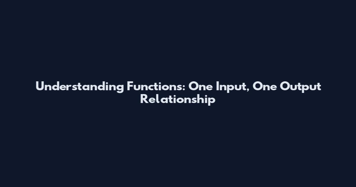 Understanding Functions: One Input, One Output Relationship