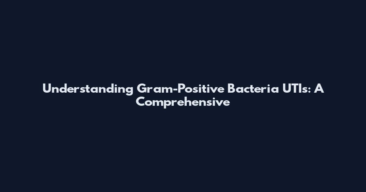 Understanding Gram-Positive Bacteria UTIs: A Comprehensive