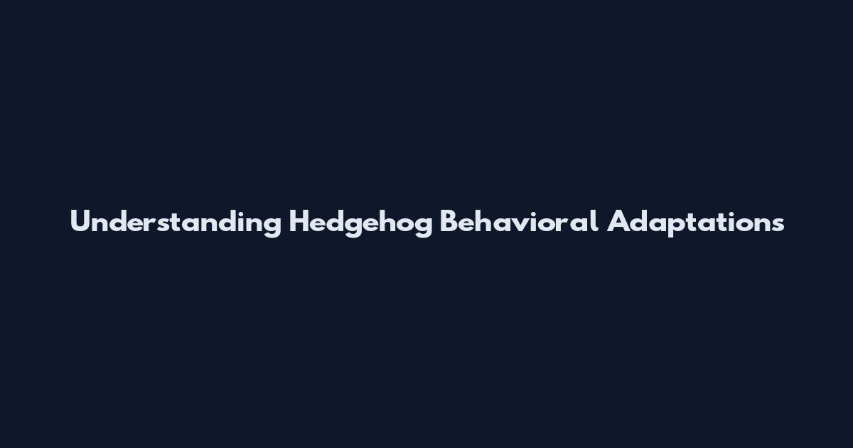 Understanding Hedgehog Behavioral Adaptations