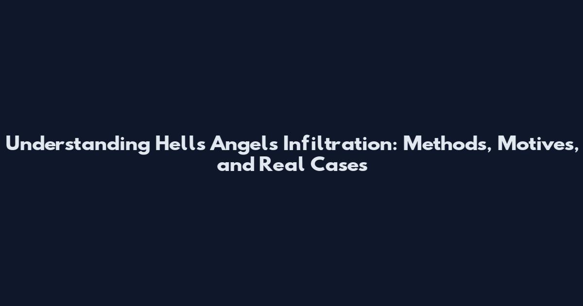 Understanding Hells Angels Infiltration: Methods, Motives, and Real Cases