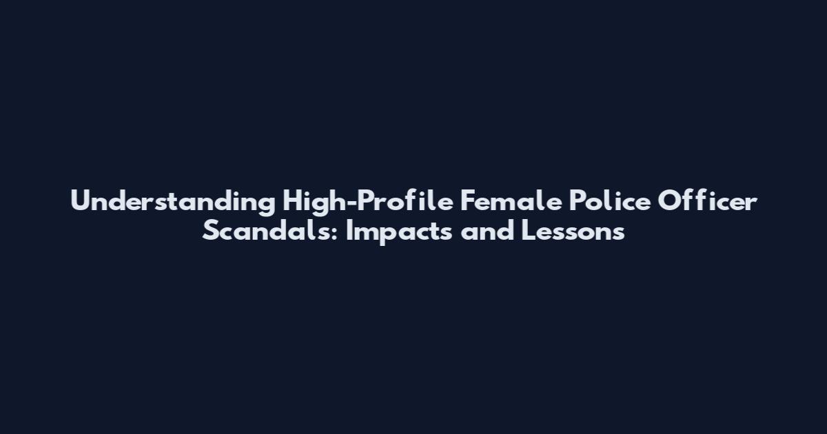 Understanding High-Profile Female Police Officer Scandals: Impacts and Lessons