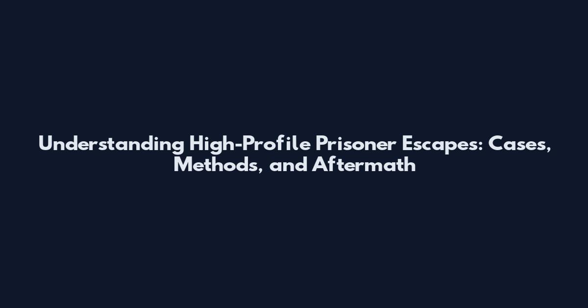 Understanding High-Profile Prisoner Escapes: Cases, Methods, and Aftermath