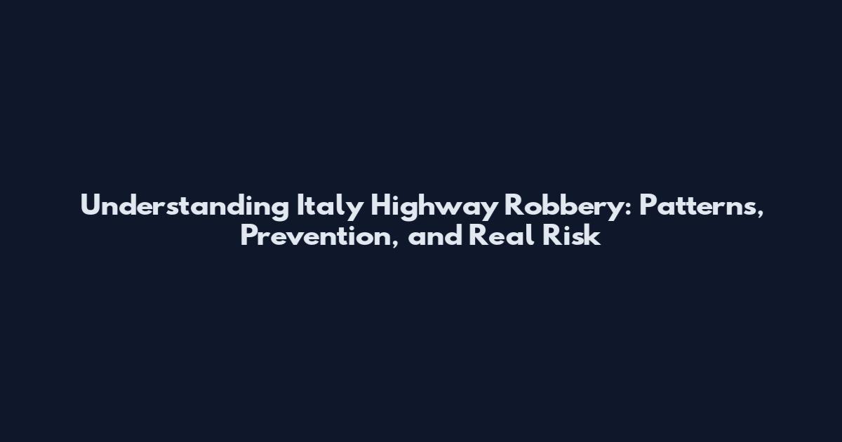 Understanding Italy Highway Robbery: Patterns, Prevention, and Real Risk