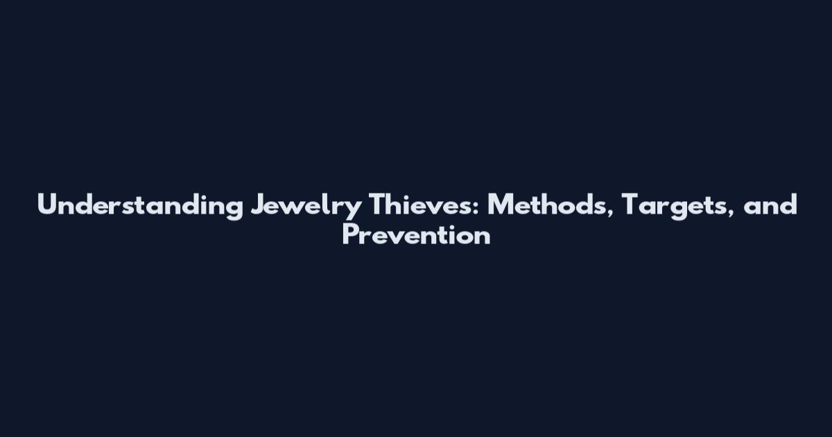 Understanding Jewelry Thieves: Methods, Targets, and Prevention