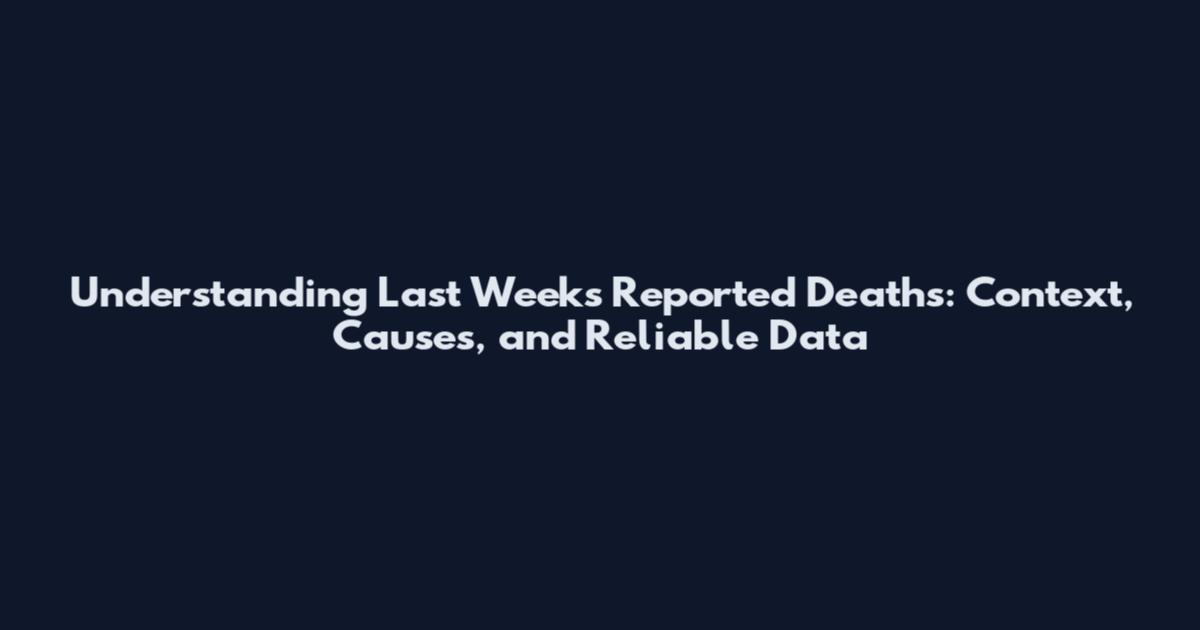 Understanding Last Week's Reported Deaths: Context, Causes, and Reliable Data