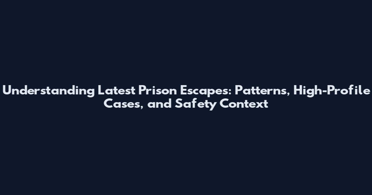 Understanding Latest Prison Escapes: Patterns, High-Profile Cases, and Safety Context
