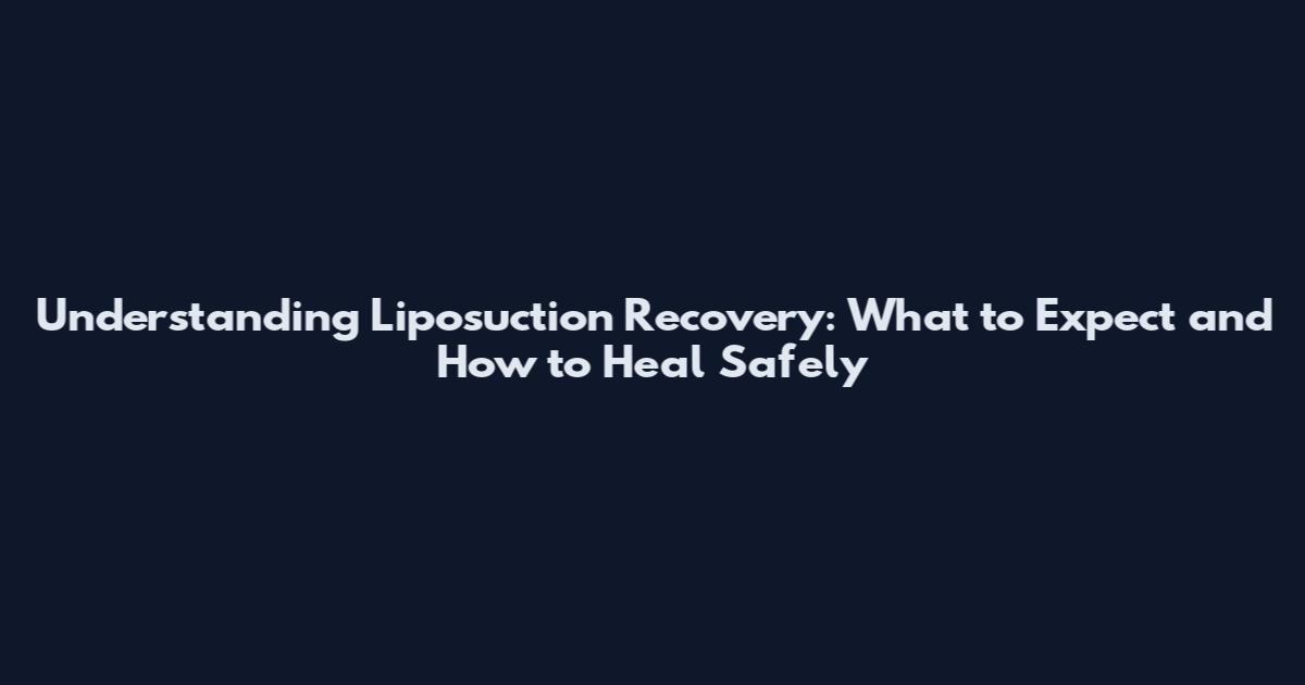 Understanding Liposuction Recovery: What to Expect and How to Heal Safely