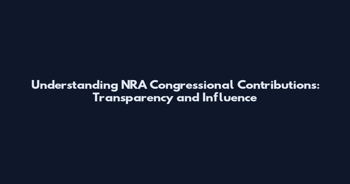 Understanding NRA Congressional Contributions: Transparency and Influence