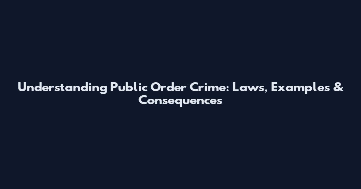 Understanding Public Order Crime: Laws, Examples & Consequences