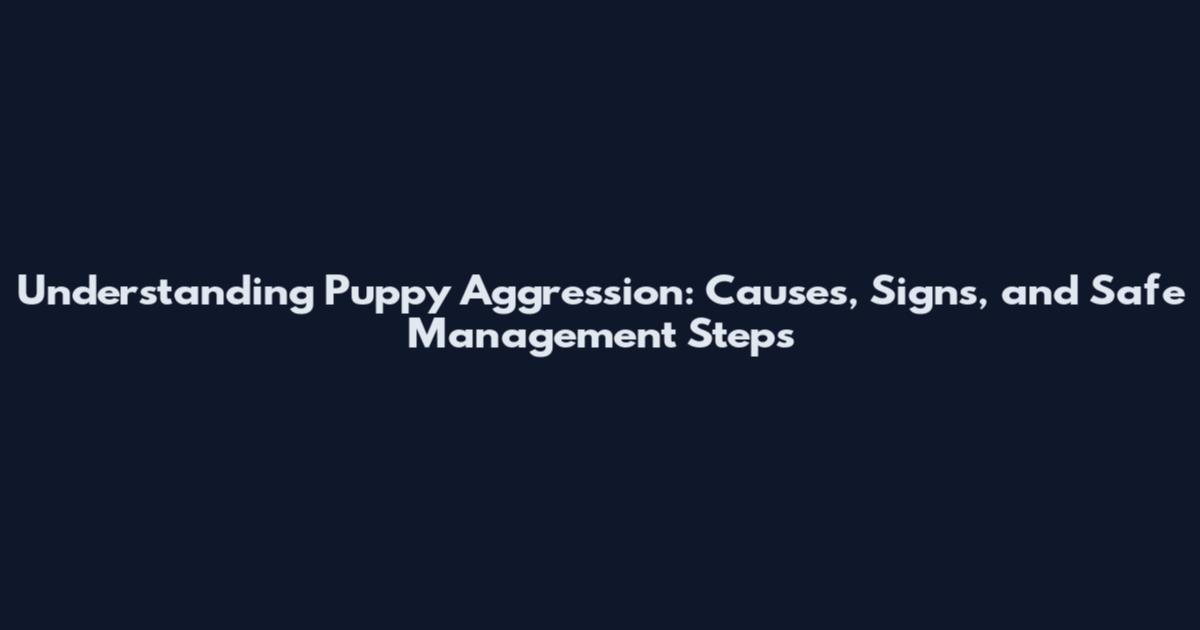 Understanding Puppy Aggression: Causes, Signs, and Safe Management Steps