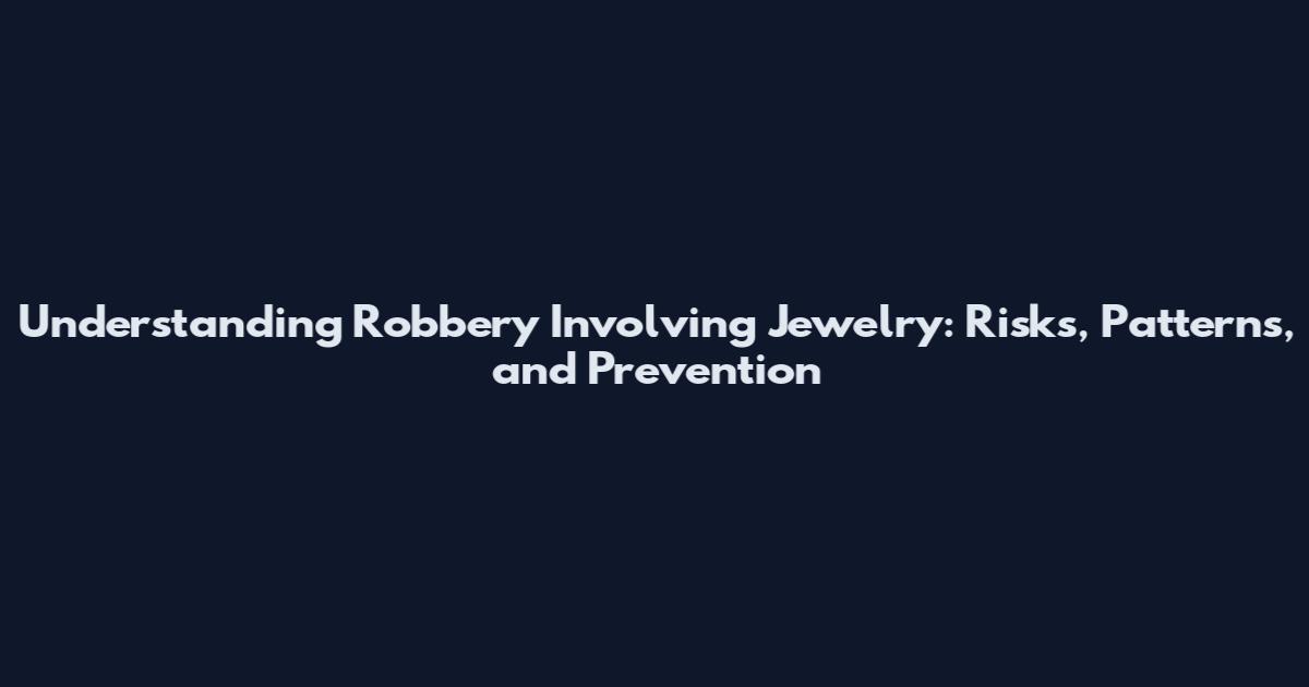Understanding Robbery Involving Jewelry: Risks, Patterns, and Prevention