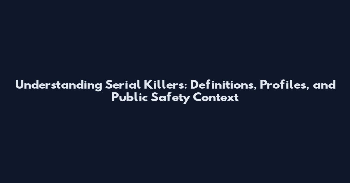 Understanding Serial Killers: Definitions, Profiles, and Public Safety Context