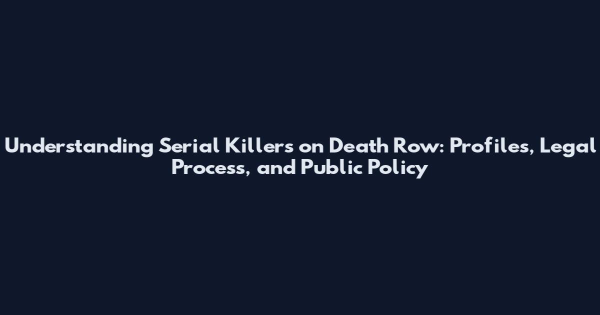 Understanding Serial Killers on Death Row: Profiles, Legal Process, and Public Policy