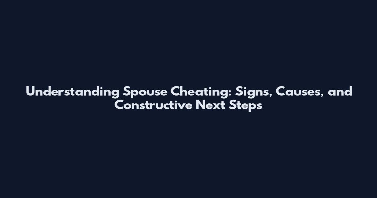 Understanding Spouse Cheating: Signs, Causes, and Constructive Next Steps