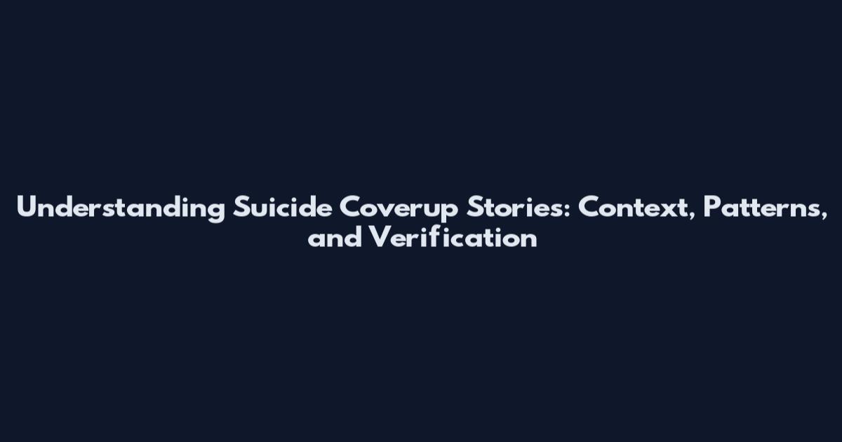 Understanding Suicide Coverup Stories: Context, Patterns, and Verification