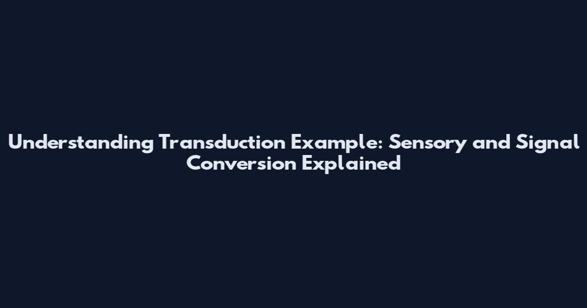 Understanding Transduction Example: Sensory and Signal Conversion Explained