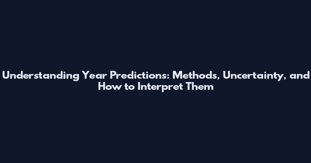 Understanding Year Predictions: Methods, Uncertainty, and How to Interpret Them