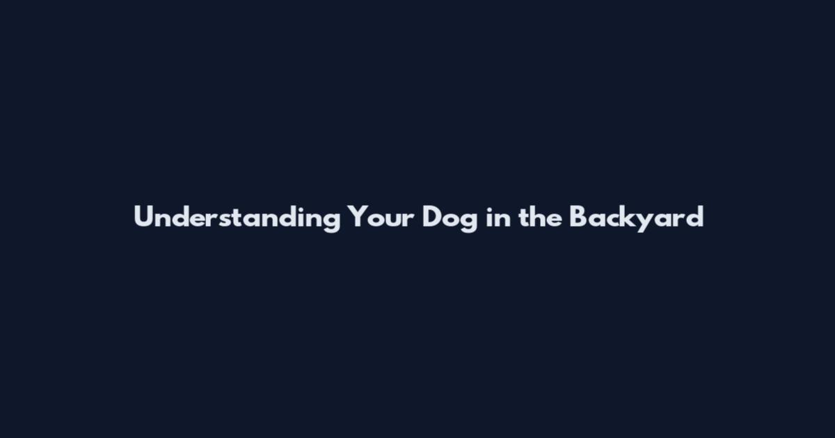 Understanding Your Dog in the Backyard