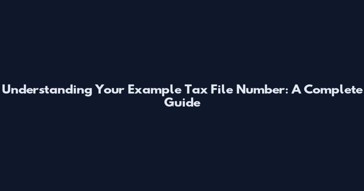 Understanding Your Example Tax File Number: A Complete Guide