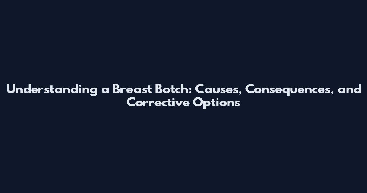 Understanding a Breast Botch: Causes, Consequences, and Corrective Options