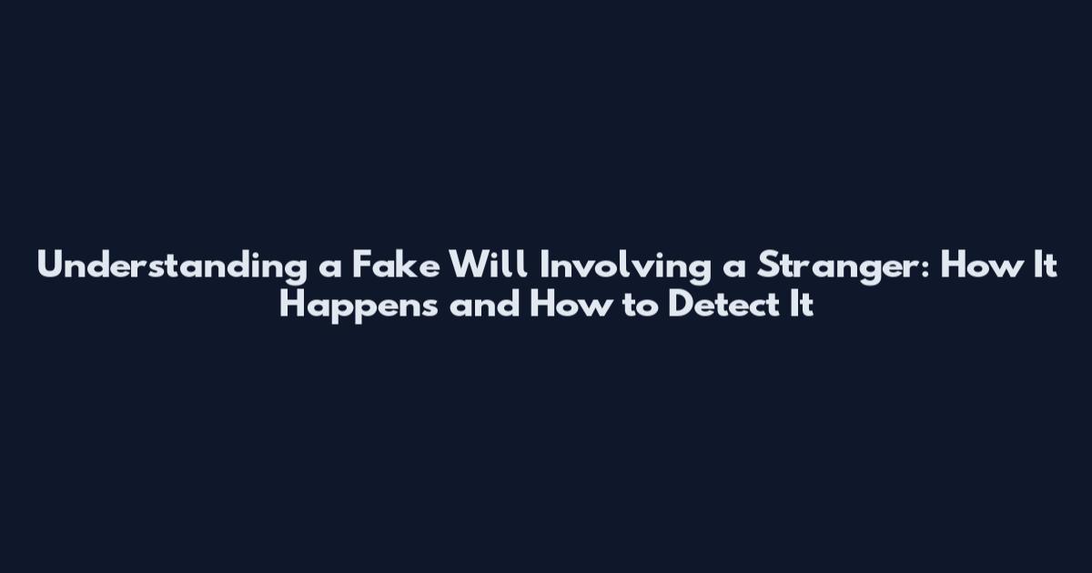 Understanding a Fake Will Involving a Stranger: How It Happens and How to Detect It