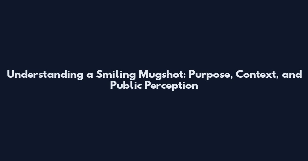 Understanding a Smiling Mugshot: Purpose, Context, and Public Perception