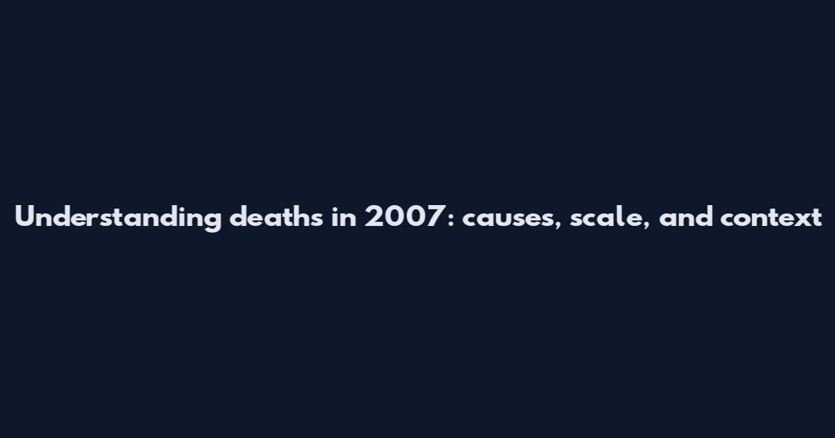 Understanding deaths in 2007: causes, scale, and context