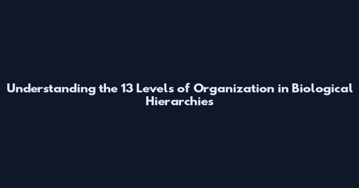 Understanding the 13 Levels of Organization in Biological Hierarchies