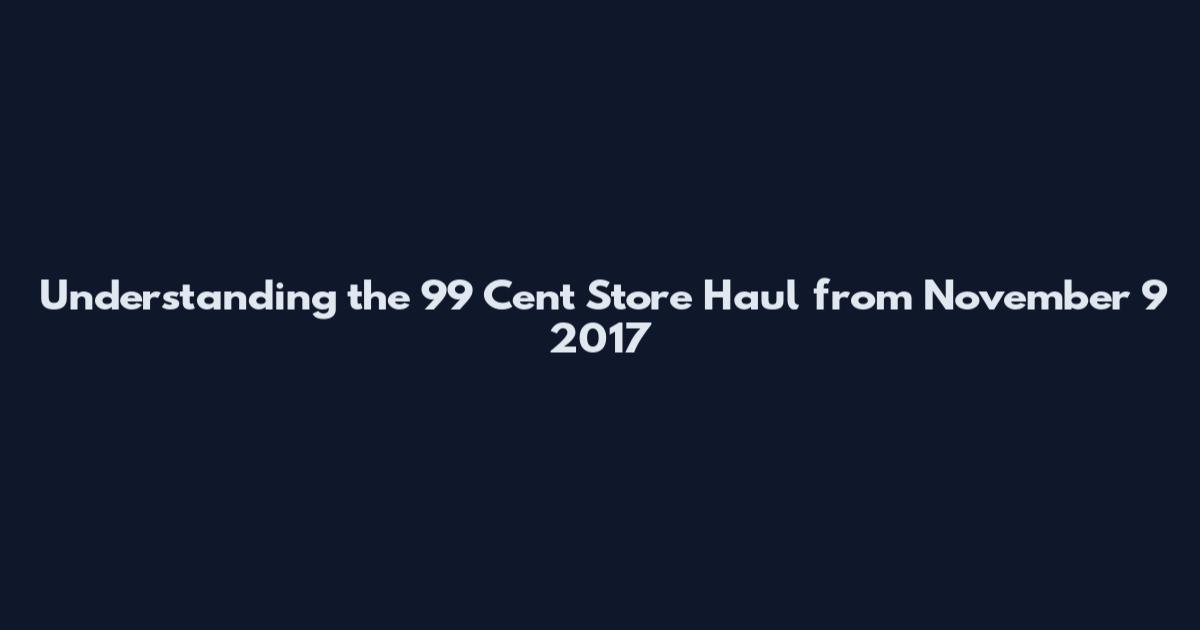 Understanding the 99 Cent Store Haul from November 9 2017