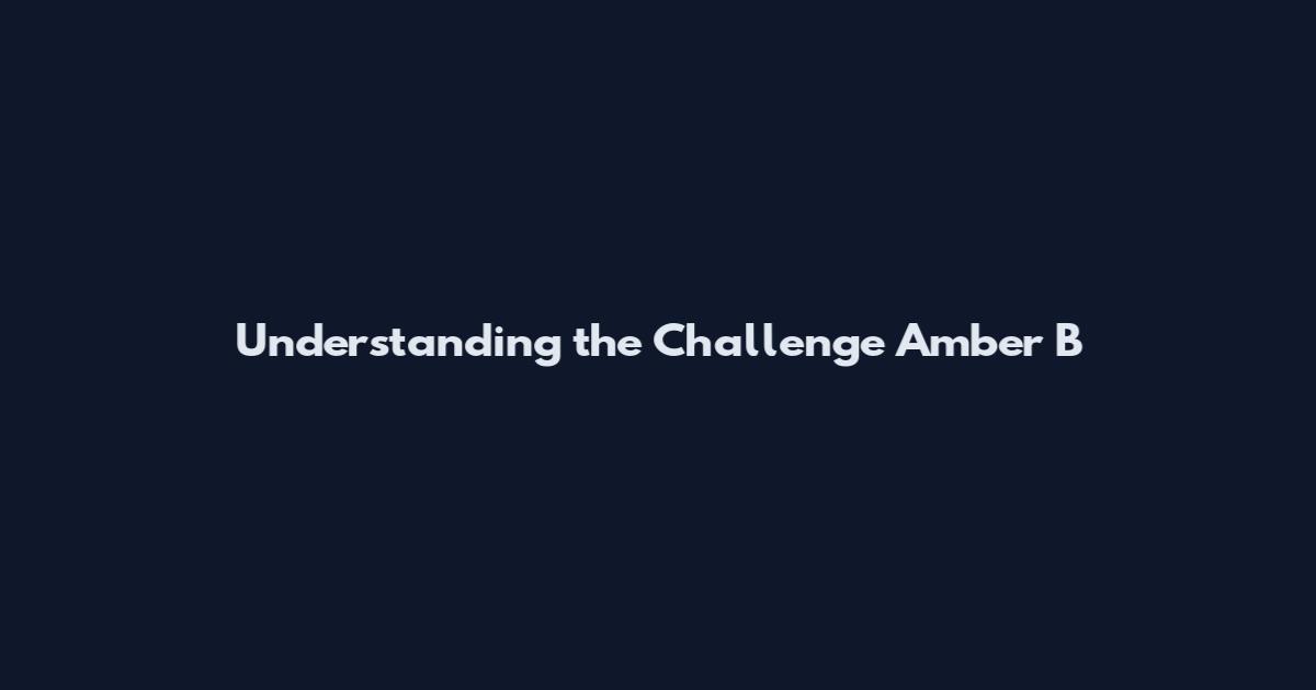 Understanding the Challenge Amber B