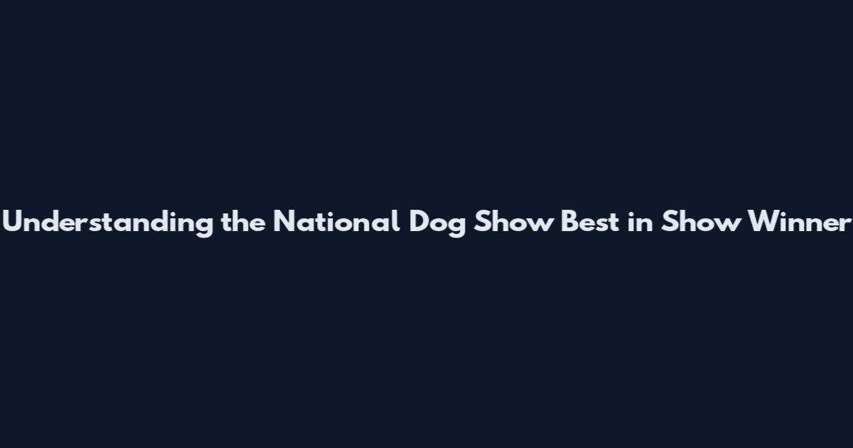 Understanding the National Dog Show Best in Show Winner