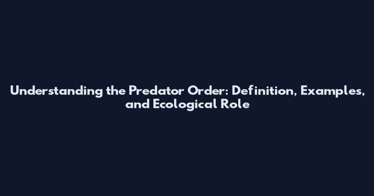 Understanding the Predator Order: Definition, Examples, and Ecological Role