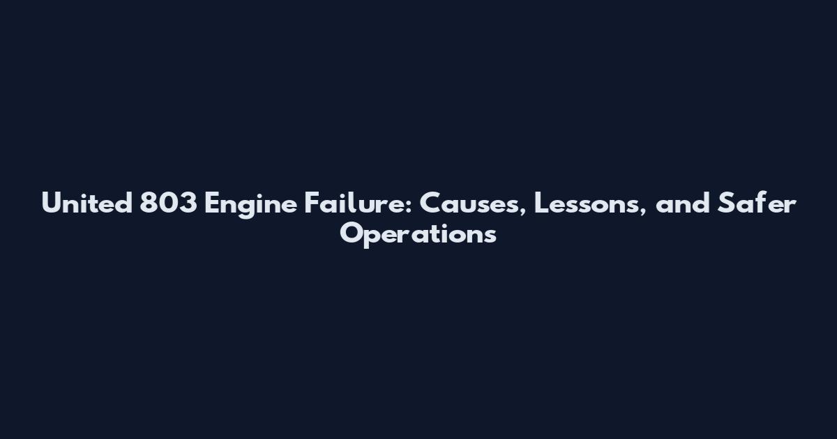 United 803 Engine Failure: Causes, Lessons, and Safer Operations