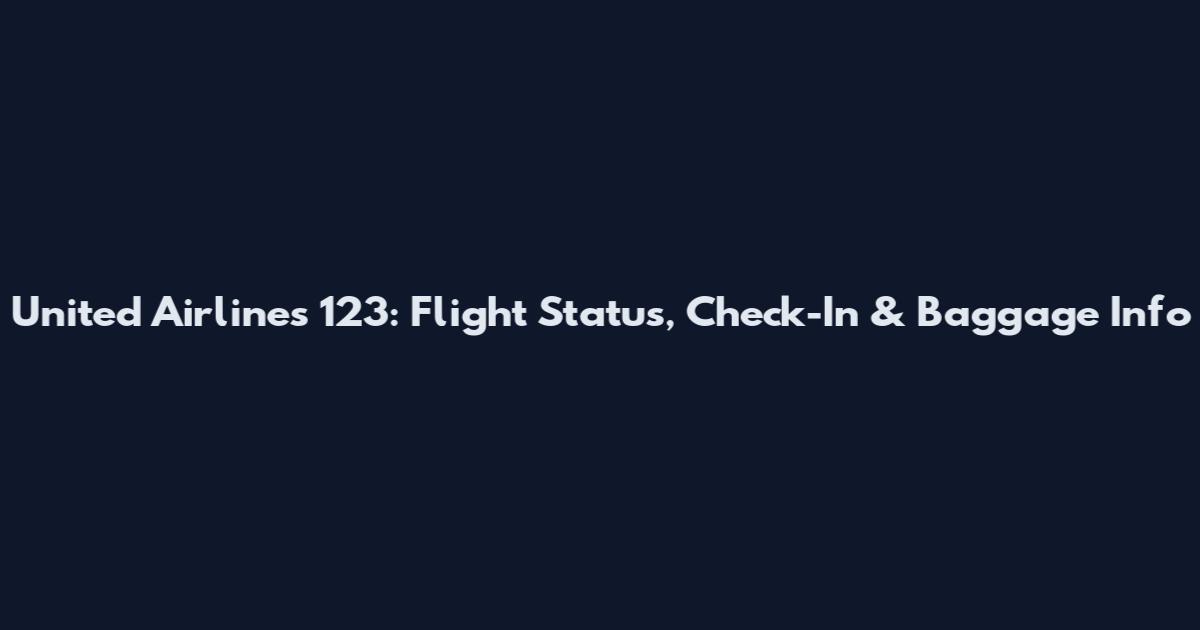 United Airlines 123: Flight Status, Check-In & Baggage Info