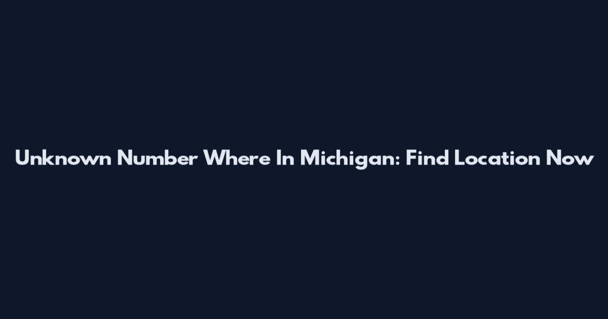 Unknown Number Where In Michigan: Find Location Now