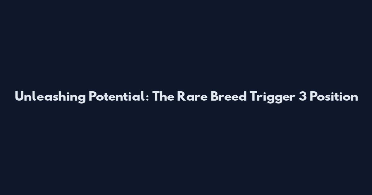 Unleashing Potential: The Rare Breed Trigger 3 Position