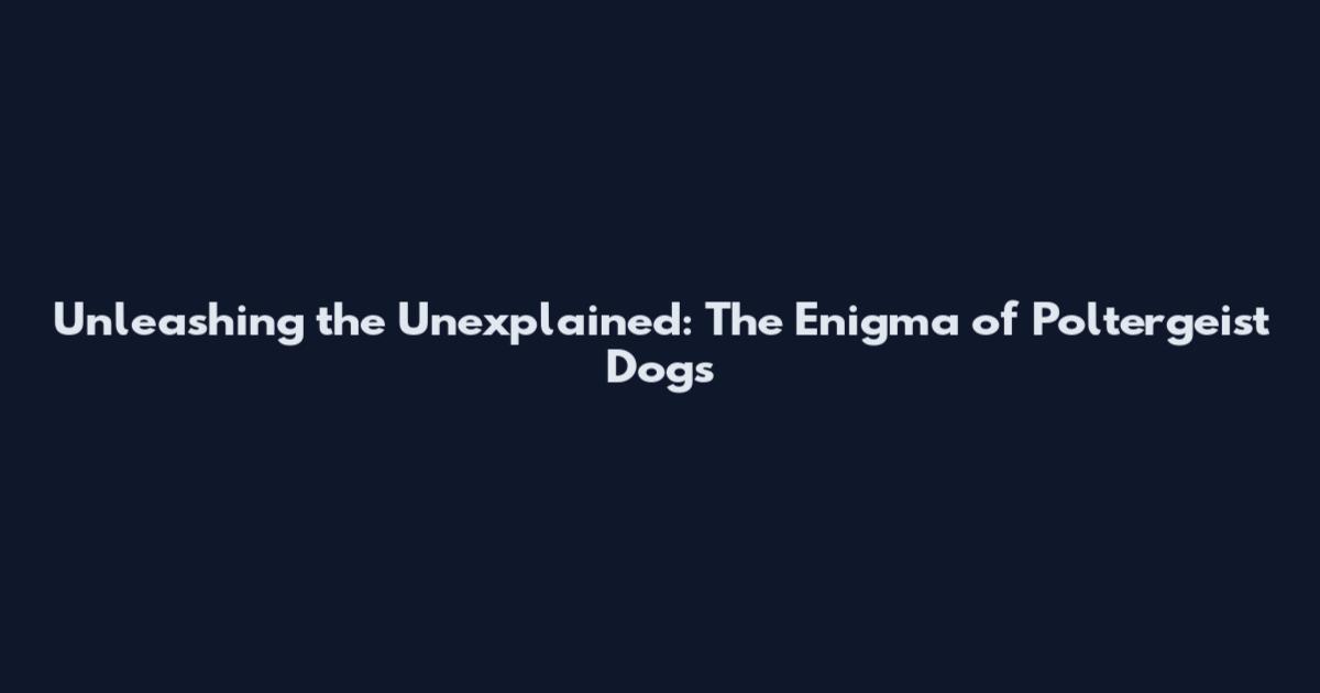 Unleashing the Unexplained: The Enigma of Poltergeist Dogs