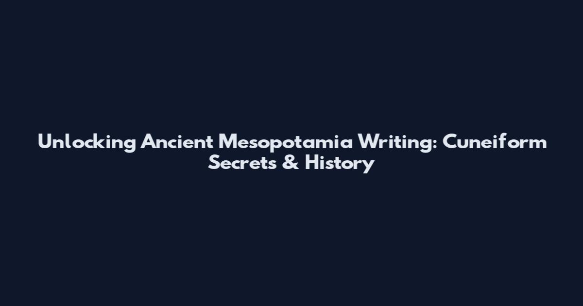Unlocking Ancient Mesopotamia Writing: Cuneiform Secrets & History