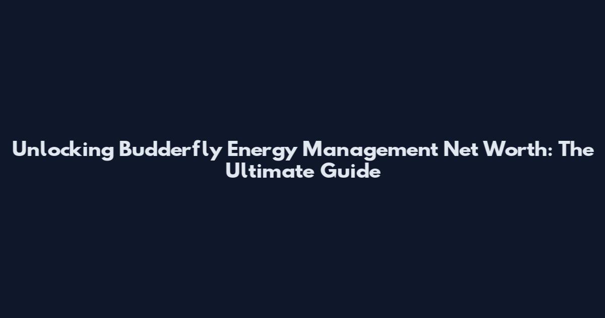 Unlocking Budderfly Energy Management Net Worth: The Ultimate Guide