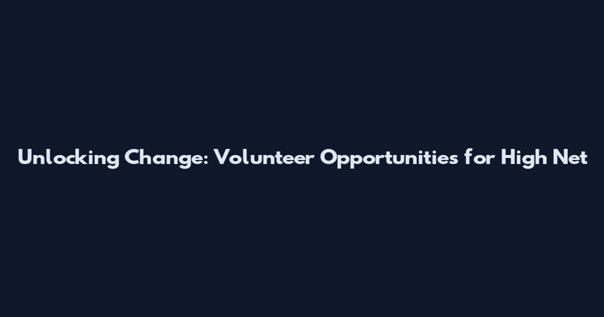 Unlocking Change: Volunteer Opportunities for High Net